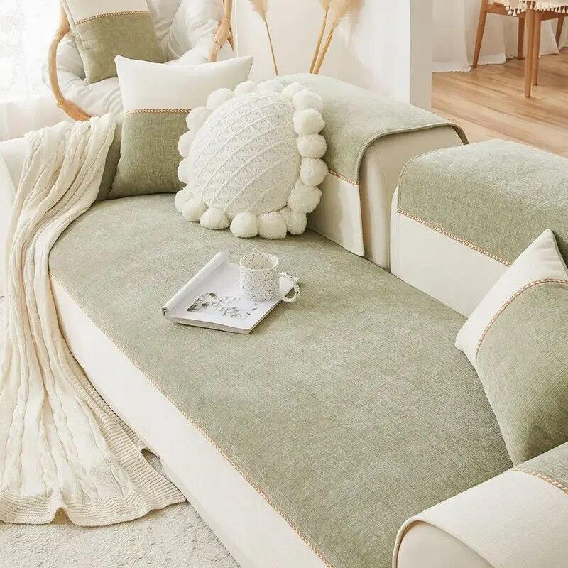 Chenille Fabric Sofa Cushion Soft Seat Linen Anti-Slip Sofa Back Cover Embroidery Sofa Cushion Universa LLiving Room  Home Decor