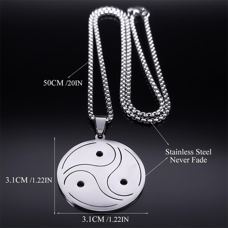 Trendy BDSM Symbol Pendant Necklace for Men Women Stainless Steel Silver Color Necklace Hip Hop Party Chain Jewelry N8096S06