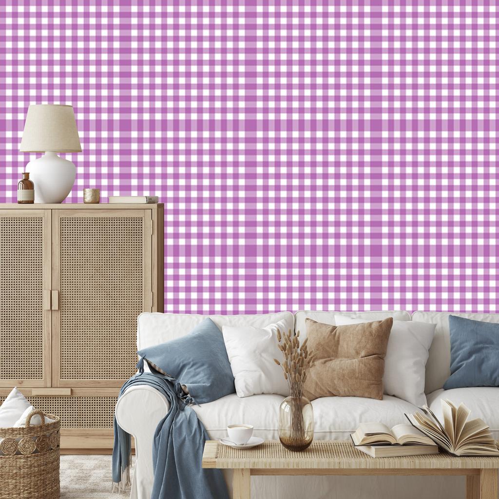 Wallpaper Fabric Pattern Purple, Lavender and White 50x1000