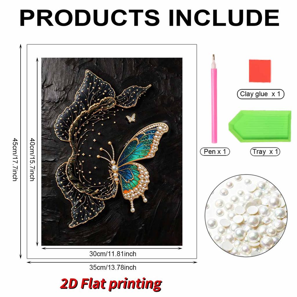 Pearl DIY Butterfly Art Kits 15.7x19.6inch Gem Art Pearl Painting Kits Without Frame for Adults Gift Idea Home Wall Decor