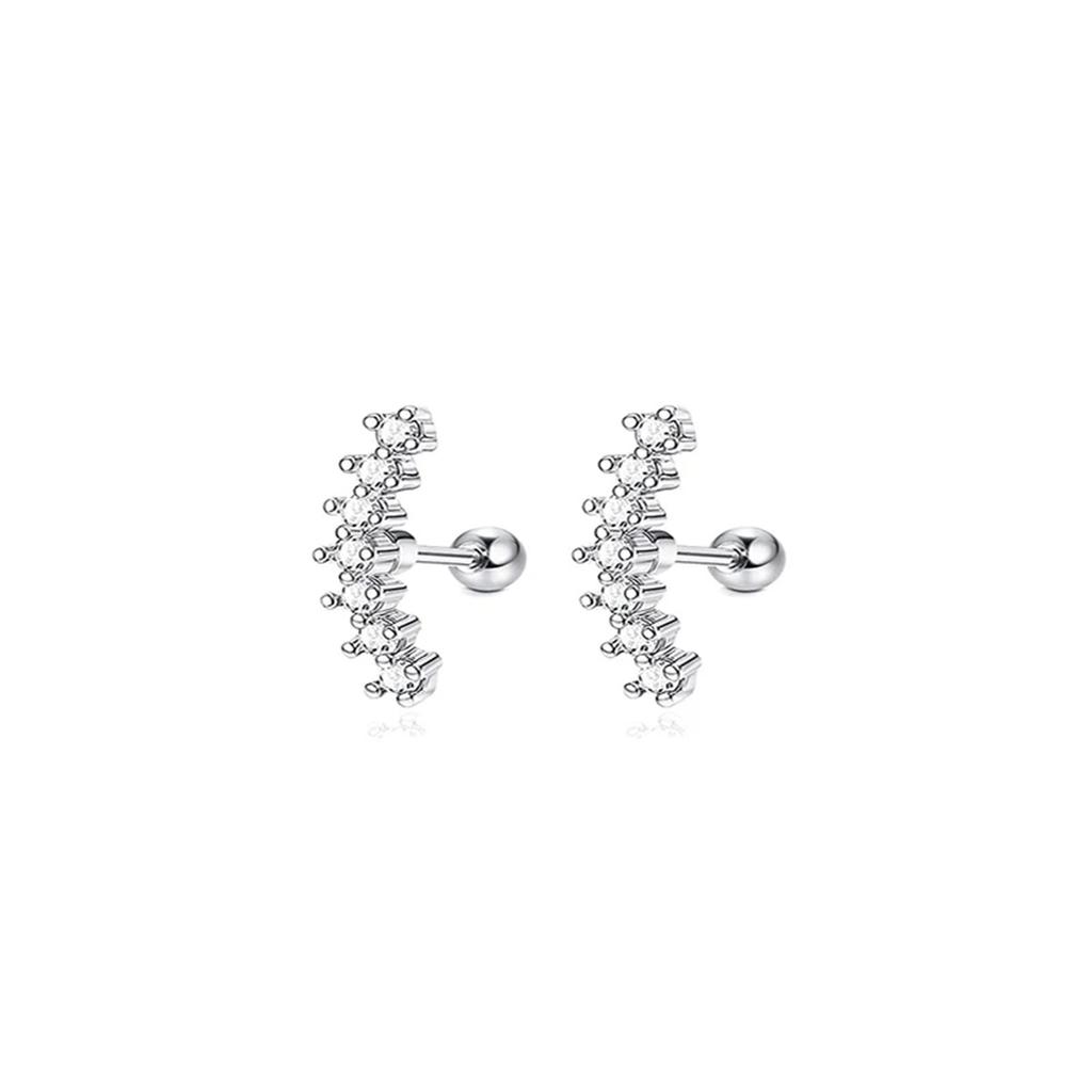 2pcs Hypoallergenic Stainless Steel Cartilage Stud Earrings,Eye Flame Moon Barbell Back Stud Cubic Zirconia Piercing Jewelry