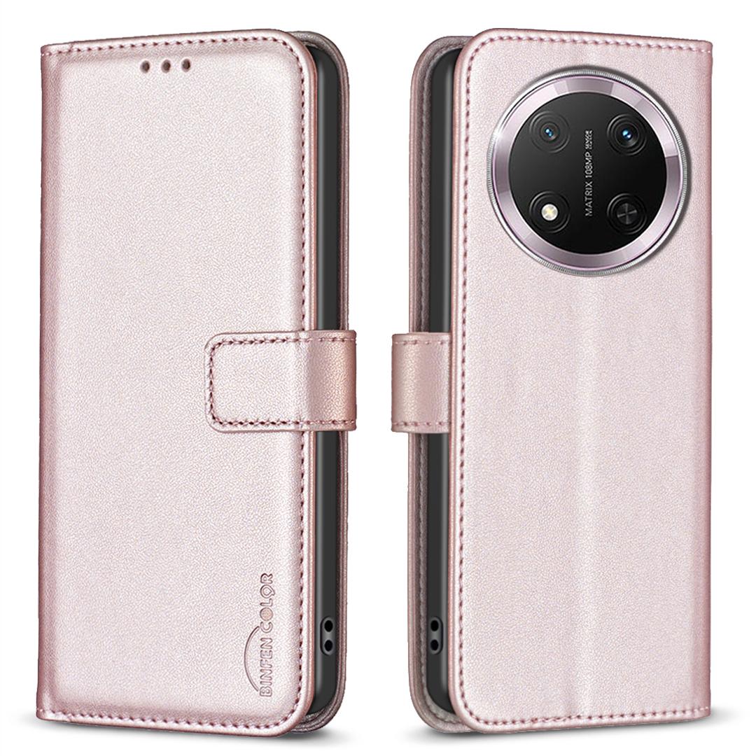 

BINFEN COLOR BF17 For Honor Magic7 Lite 5G/X9c 5G/X60 Pro 5G Case Wallet Folio Flip Leather Cover Rose Gold