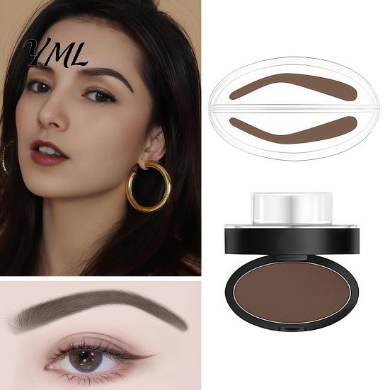 Beginners Eyebrow Stencils Stamp & Brow Powder, Waterproof Long Lasting Power Seal Defining with Mirror, Eye Makeup Tools for Women Professional