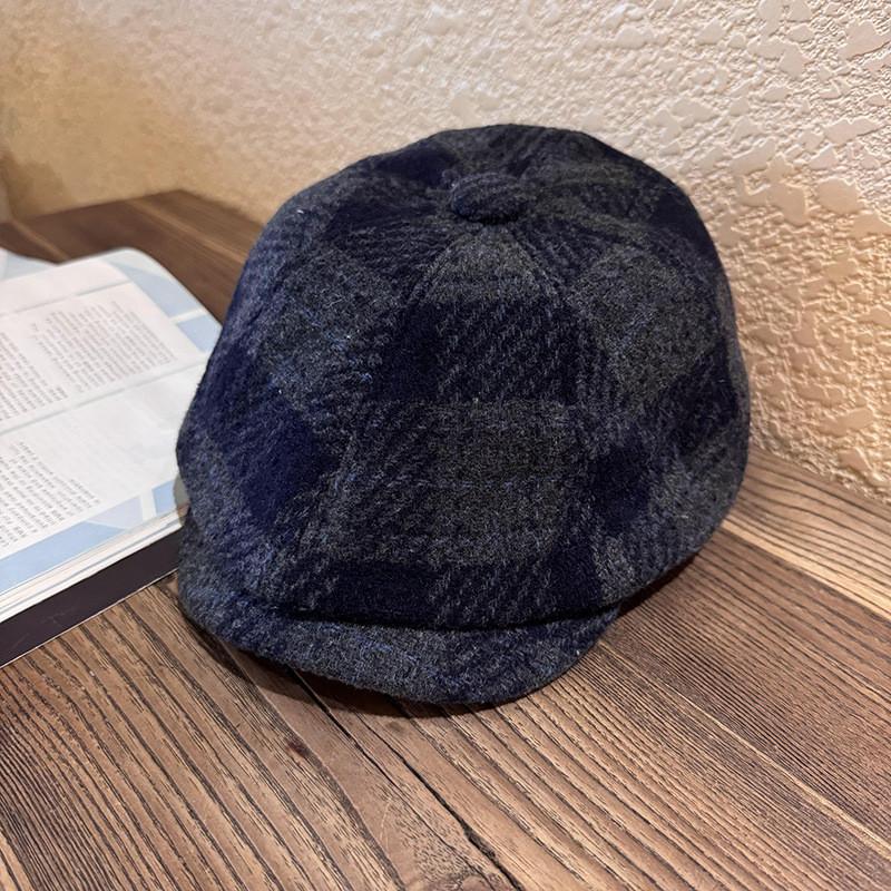 Classic Plaid Blend Womens Newsboy Cap With Warm Breathable Fabric For Fall Winter Style