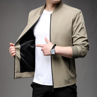 Men's Spring and Autumn Jacket Stand Collar Jacket Two-open Jacket Jacket Men's Solid Color Versatile Casual