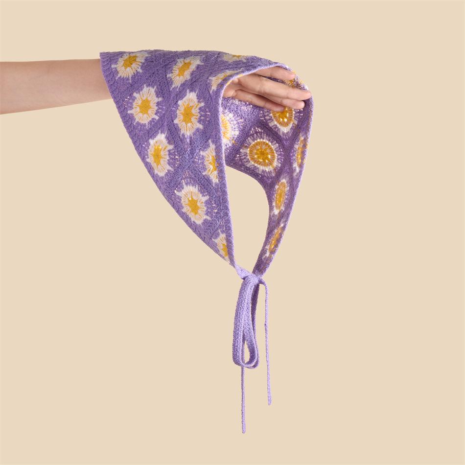 Spring Pastoral Embroidered Daisy Triangle Scarf Headband - Versatile Floral Hair Accessory for Women