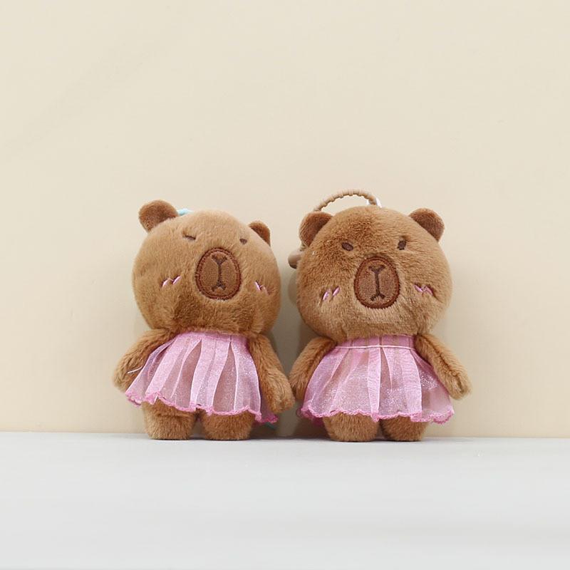 Cartoon Cute Capybara Animal Plush Keychain Soft Pp Cotton Filling Keys Bags