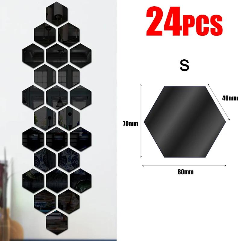 3D Hexagon Mirror Wall Stickers DIY Wall Mirrors Sticker Removable Self Adhesive Aesthetic Mosaic Tiles Decals Home Decoration