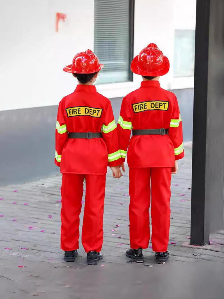 Kids' Firefighter Costume for Role-Playing, Career Experience, and Kindergarten Parent-Child Sports Meet
