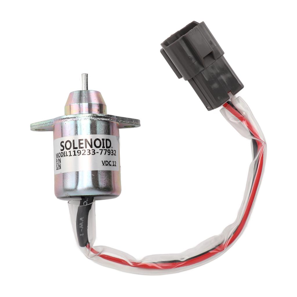 Elettrovalvola di arresto carburante Metallo 3 Terminali 12V 119233‑77932 Sostituzione per John Deere