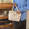 Literary and Commuter Personalized Shoulder Bag, New Large-capacity Strawberry Strip Velvet College Style Portable Bento Bag