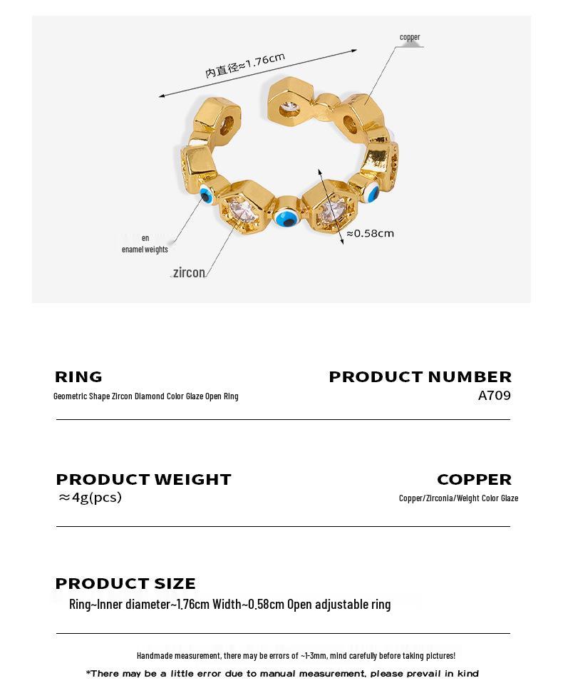 Stylish Devil's Eye Ring: Openable, Zircon Inlaid, Adjustable Women's Geometric Jewelry