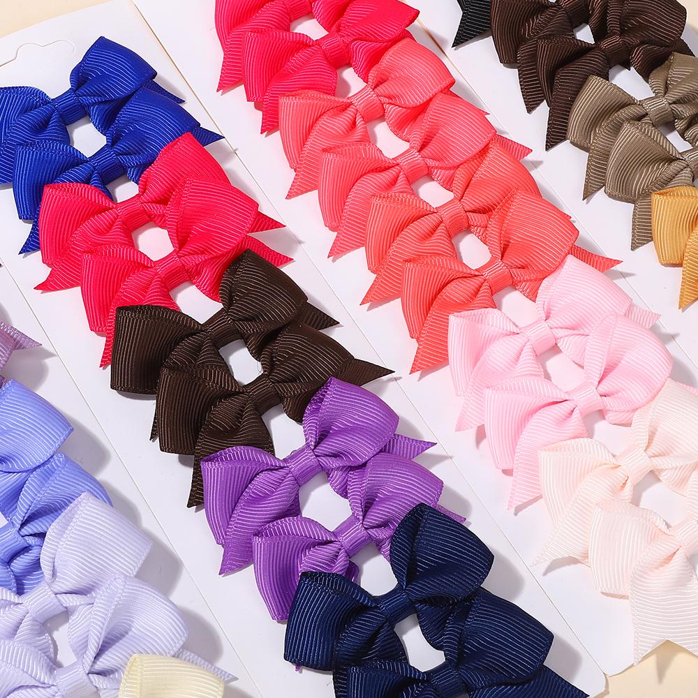 10Pcs/set Cute Solid Bows Baby Hair Clips Candy Color for Girls Princess Hairpins Barrettes Kids  Grosgrain Hair Accessories