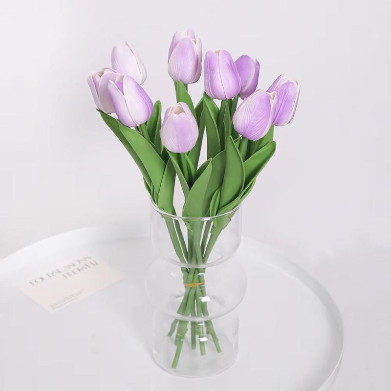 5/10/20Pcs Vibrant Multicolor 33cm Artificial Tulip Bouquet Real Touch Faux Flowers for Home Office Weddings Easter Decorations