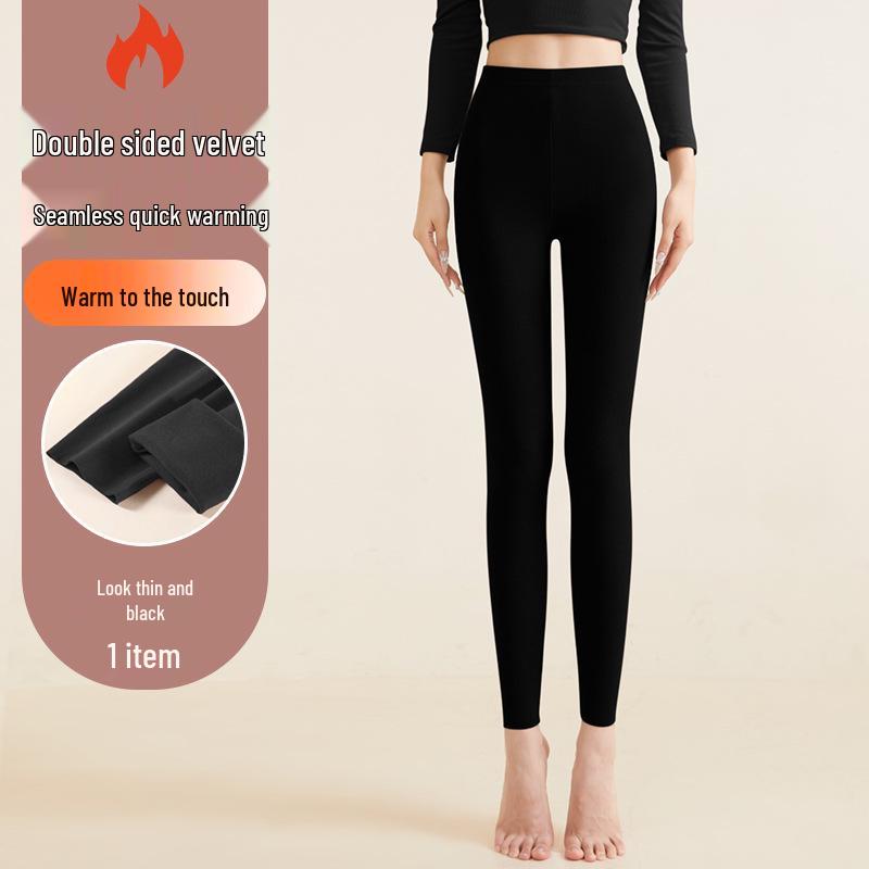 2025 Women's Slimming Seamless Velvet Lined Pants - High Waist, Plus Size Leggings for Warmth In Autumn/Winter