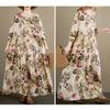 DIMANAF New 2026 Women Plus Size Spring Summer Beach Long Dress Loose Oversize Maxi Floral Print Lady Fashion