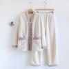 New Autumn Winter Women's 2PCS Pajamas Suit Flannel V-Neck Thickened Warm Long Sleeved Cardigan Sleepwear Loose Homewear