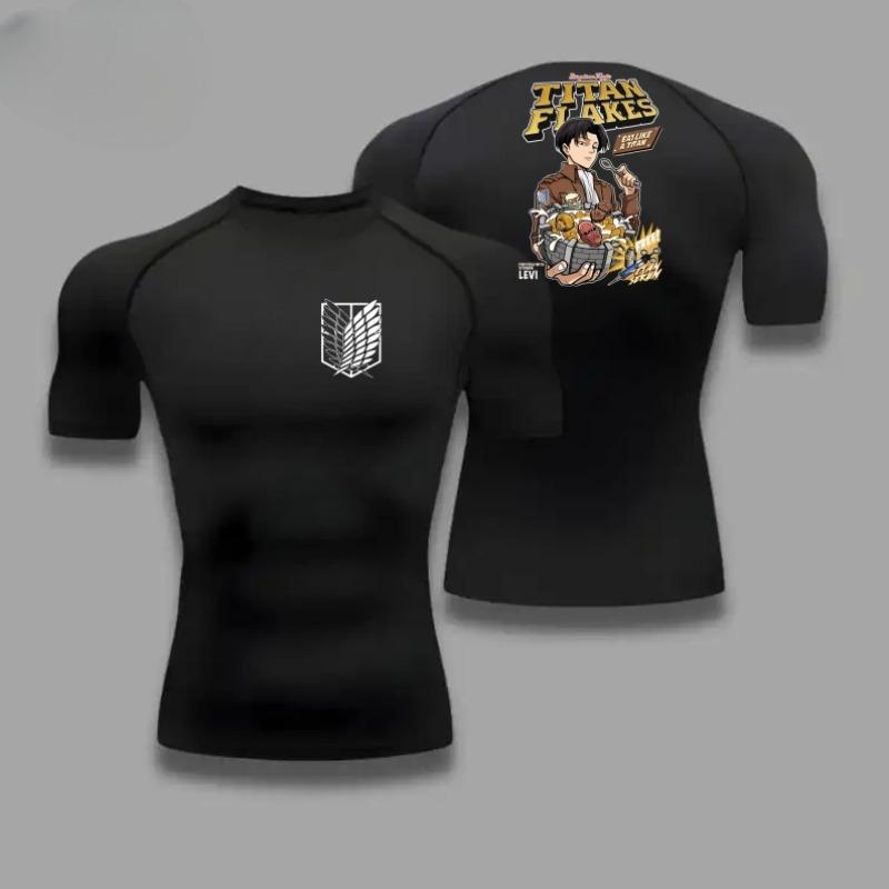 Men Compression T-Shirt Fitness Running Sports Quick-Dry Wings Freedom Breathable Short Sleeves Stretchy Fabric Summer Workouts