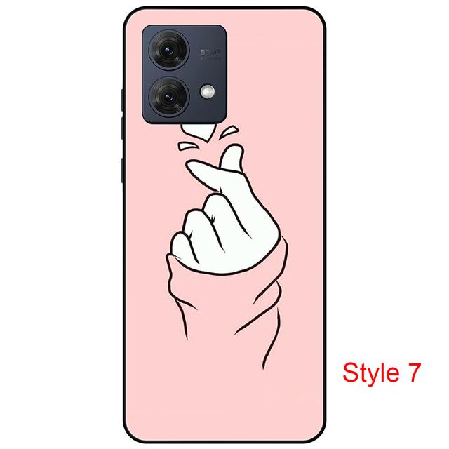 

Силиконовый чехол для Motorola Moto G84, милый мультяшный черный чехол, чехол 6,5 дюйма для MotoG84, противоударный нескользящий бампер, полная защита Moto G84- Style 7