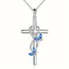 Silvery Color Plated Necklace Jewelry Women Wedding  Cross CZ Crystal Zircon Stone Pendant Christmas Gift