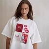 Women's High-End Graffiti-Style Short-Sleeve T-Shirt with Heavy-Duty Shoulder Design