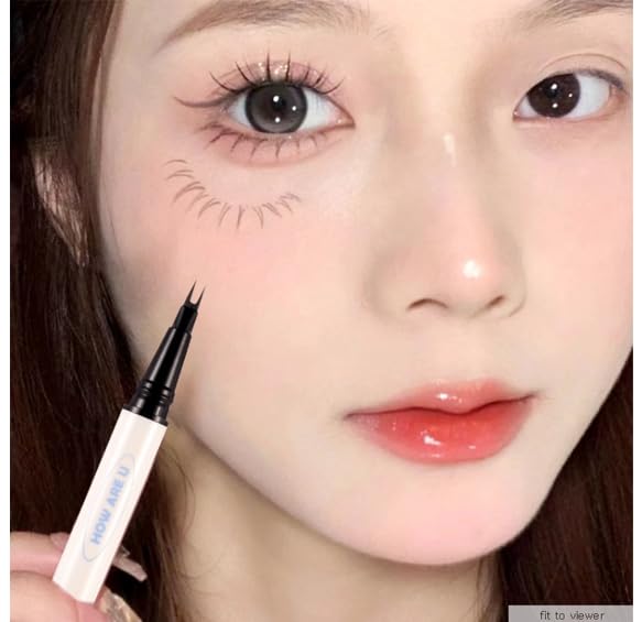 Waterproof Korean Liquid Eyeliner for Lower High Eyeliner for Lower Lashes and Black Gray Double-tip Eyeliner, Ultra-fine, Makeup, 0.01mm, Ultra-fine