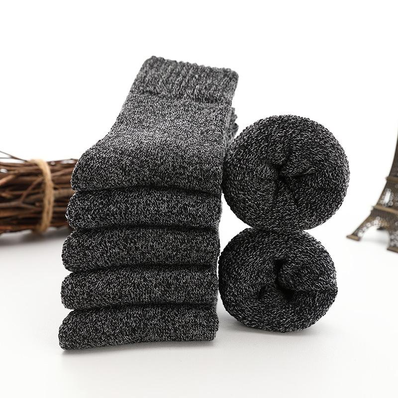 5 Pairs Men's Winter Thicken Socks Cotton Warm Soft Full Cushion Crew Socks Size 37-45
