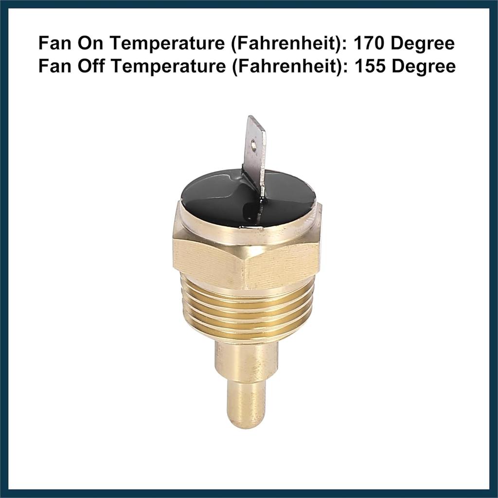 Universal Automotive Radiator Engine Cooling Fan Temperature Thermostat Sensor Switch 1/2" NPT 170 Degree on 155 Degree Off Automotive Parts