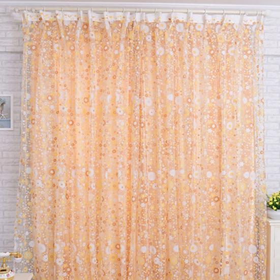 Window Curtain Translucent Floral Pattern Room Decor Pastoral Balcony Valance for Home Office Cafe