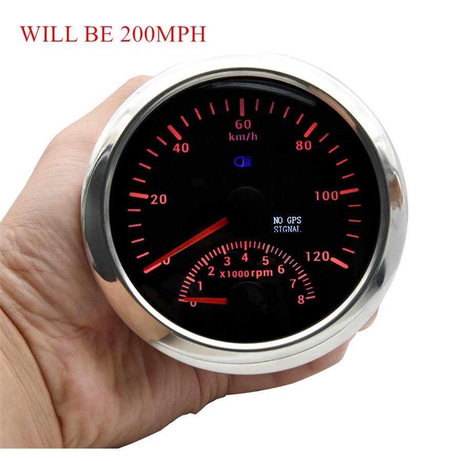 Car Truck Boat 85mm Digital Red Backlight GPS Speedometer w/Tachometer 0-200MPH