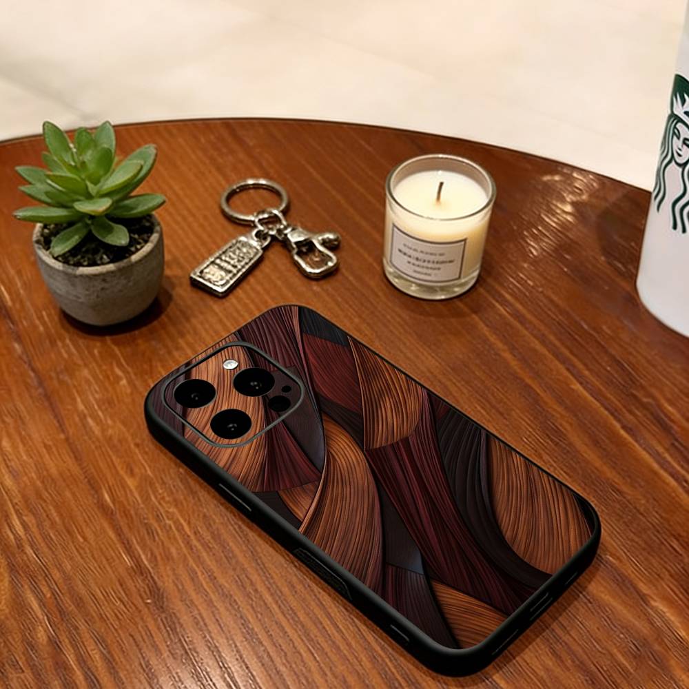Luxury Vintage Wood Phone Case For iPhone 17,16,15,14,13,12,11 Plus,Pro Max,XS,Soft Silicone Black Cover