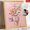 Einfaches DIY-Rahmen-Perlenmalerei-Set mit schöner rosa Blumenvase 3D-Glitzer-Leinwandkunst für Heimdekoration Geschenkidee