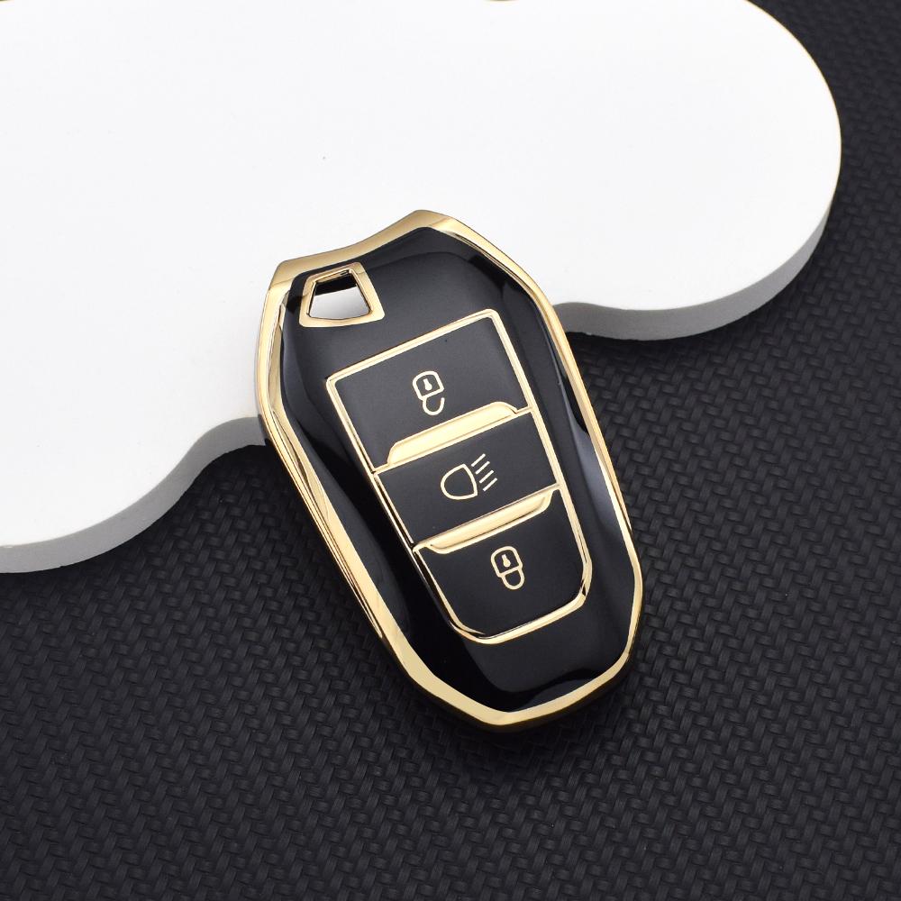 Stylish Soft TPU Car Key Fob Case + Key Chain for Citroen DS3 DS5 C3 C4 C3 XR | Peugeot 3008 4008 5008 308 508 Protective Bag