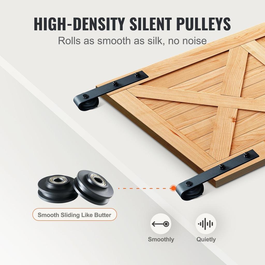 8FT Sliding Barn Door Hardware Kit, 330LBS Loading Heavy Duty Barn Door Track Kit for Single Door, Fit 3.7-4.3FT Wide and 1.3"-1.8" Thick Door Panel,