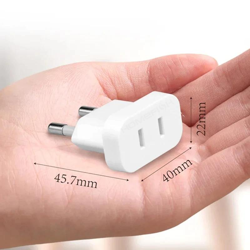 1 Pcs 4.8mm Power Plug Adapter US To EU Euro Europe Plug Power Plug Converter Travel Adapter Power Converter Outlet