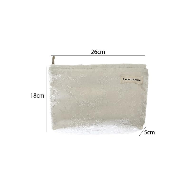 Solid Color Floral Makeup Pouch Simple Portable Clutch Bag Skincare Toiletry Ba Storage Organizer for Women Travel
