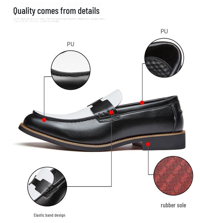 Men's Large Size Leather Slip-On Shoes - Pointed Toe, Thick Sole, Formal & Casual Driving Loafers Size 46