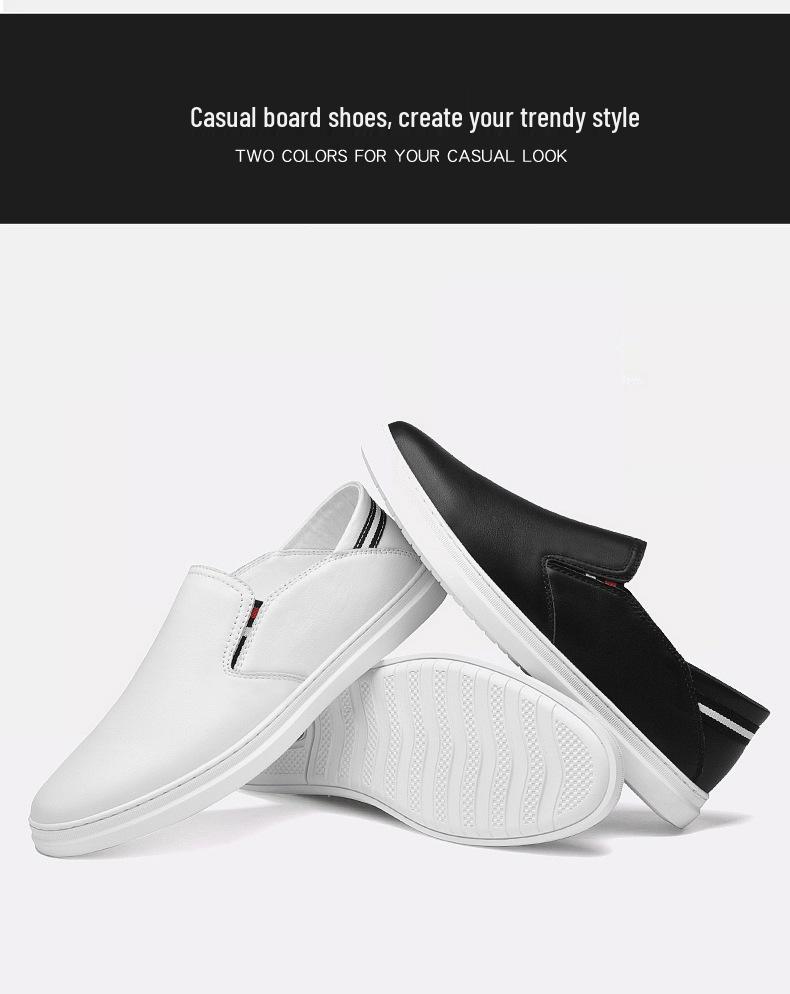 Men's Casual Slip-on Loafers - Soft Cowhide Sole, Simple Trendy Design, Shallow Mouth, White