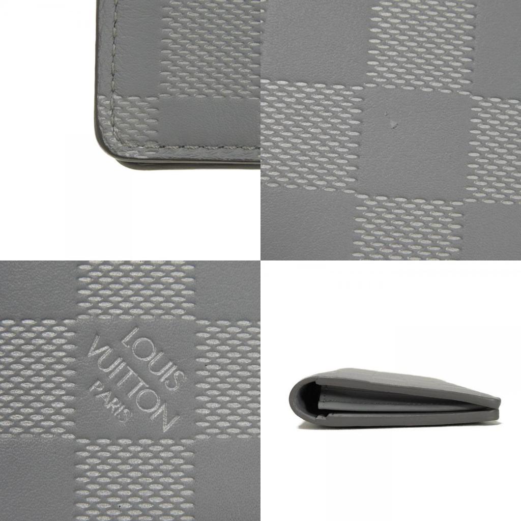 Used 12564 Portefeiulle Braza N60195 7940 New Logo Embossed Gray Bifold Damier Infini Pale Blue Men's from Japan