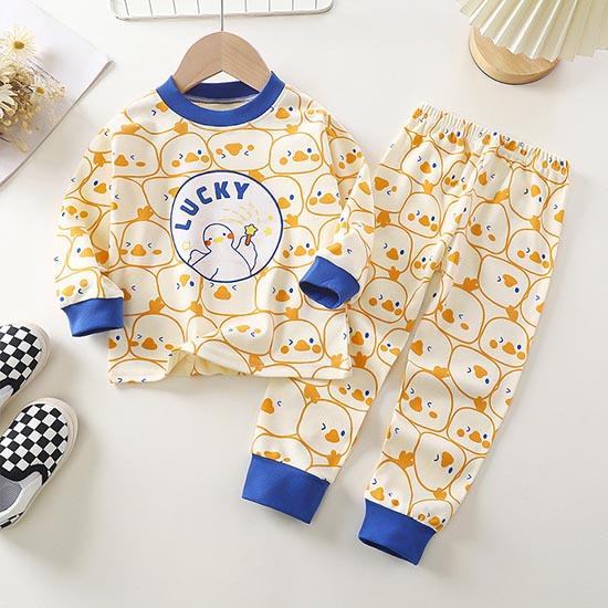 Winter Kids Long Sleeve O Neck T Shirt Pants Set Casual Baggy 2pcs Suit Cotton Cartoon Printes Outfit