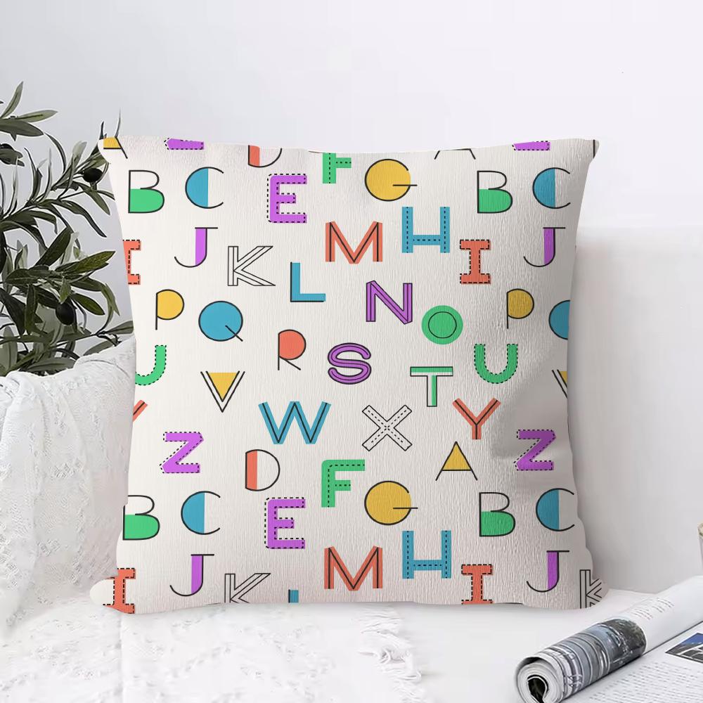 Simple E-English Letters Pillow Case Square Pillow Bedroom Sofa Leisure Comfort Cushion Living Room Home Decoration