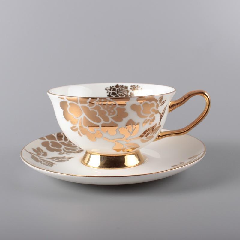 1 conjunto de xícaras de chá de porcelana de osso vintage, xícara de café com padrão de flor de cerâmica requintada com acabamento dourado, decoração de mesa e jantar