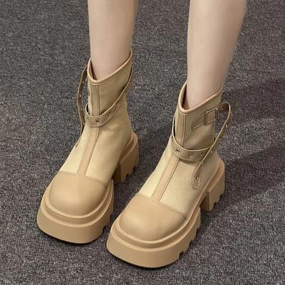 Mode Wintermode Motorrad Knöchel Damenstiefel 2024 Neue Flache Plateau Freizeitschuhe Trend Sport Leder Walking Frau Schneestiefel