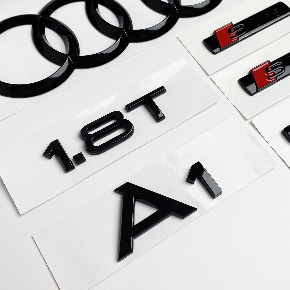 Audi A1 New And Old Models 4Ring Logo ABS Black Car Hood Front Grill Rear Trunk Emblem Sticker A1 Mark Quarrto 1.8T Sline Emblem