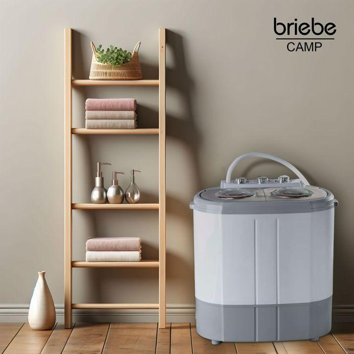 Mini Machine à Laver Portable Camping 3Kg Lavage 1Kg Centrifugeuse 2 Compartimen Briebe WM1140 190 W Blanc/Gris