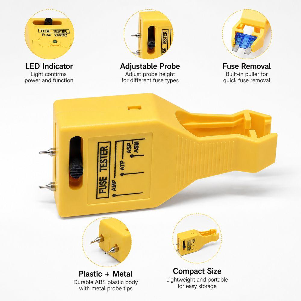 Portable Car Fuse Tester Puller Lightweight Car Fuse Checker Fuse Removal Tool  for Car Fuse