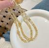 Natural Yellow Gold Double Circle Bracelet Women's Rutilated Quartz Citrine for Wealth & Luck