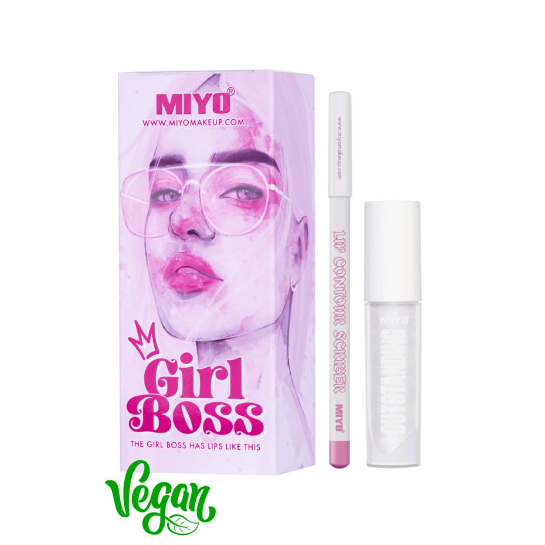 

MIYO - Girl Boss Lips Set, 4ml + 1.2g - lip kit, pink lip liner and clear lip gloss