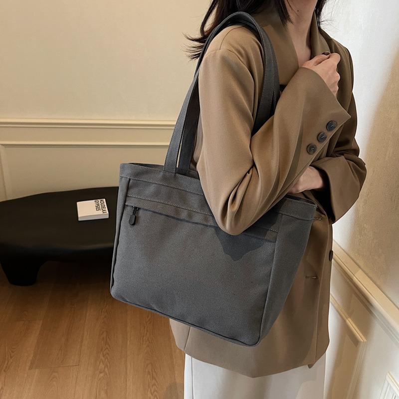 Casual large-capacity canvas bag women's new fashion versatile shoulder bag college student class bag