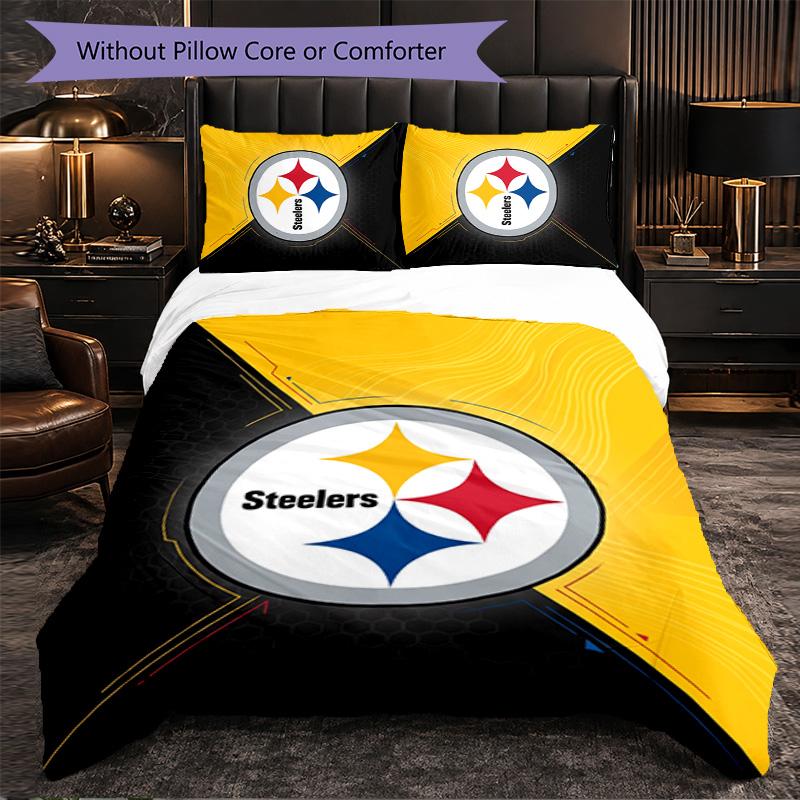 Pittsburgh Steelers Pattern Microfiber 3Pcs Bedding Set Decor Duvet Cover Set For Bedroom Home Use
